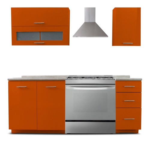 Cocina Integral Moderna Nashville Izquierda 2.0m Naranja