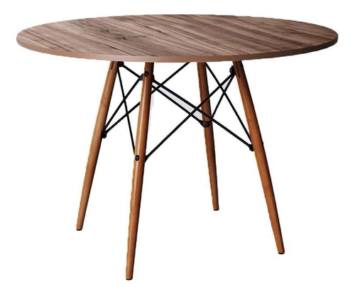 Mesa De Jantar Redonda Eiffel Wood Amêndoa 90 Cm