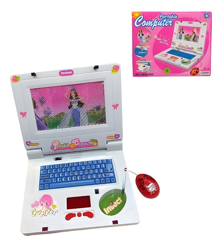 Laptop Infantil Brinquedo Educativo Com Som E Luzes Rosa