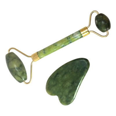 Rodillo Jade Verde Artesaneli Para Masaje Facial Con Gua Sha Rostro Mixto | MercadoLibre