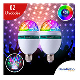 2 Lâmpada Bola Led Globo Colorido Giratório Festa Discoteca