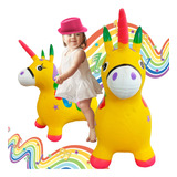 Montable Caballito Unicornio Amarillo Inflable Brinca Sonido