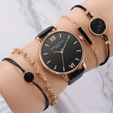 Reloj Dama Mujer Pulseras Collares Ilusion Of Time Negro