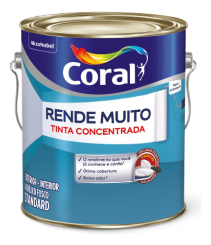 Tinta Acrílica Concentrada Coral Rende Muito Branco 3,6l