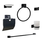 Kit De Accesorios Baño 5 Piezas Negro Black Vintage  