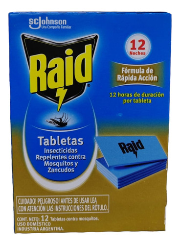Raid Repuesto Tabletas Mata Mosquitos Y Zancudos + Duración