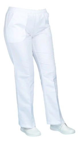 Pantalon Medico Enfermera Dama Curvy Blanco Acampanado Semi