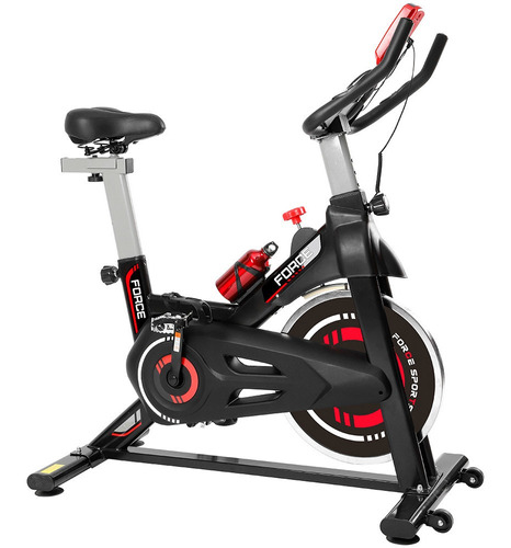 Bicicleta Spinning Fija Regulable Profesional Con Ruedas Color Negro