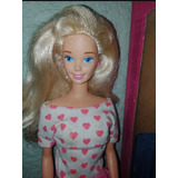 Muñeca Barbie Rubia 1995 Vestido Rosa Pretty Hearts 