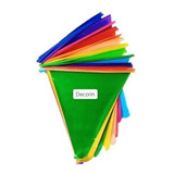 Decoración Banderín Triangulo, Liso De 10m Colores 10 Piezas