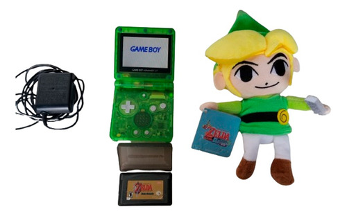 Gameboy Sp Modelo 101 Doble Brillo Con Zelda Y Carcasa Verde