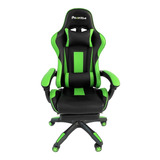 Silla De Escritorio Multilaser Phantom Phantom Gamer Ergonómica  Negra Y Verde Con Tapizado De Cuero Sintético