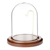 Adorno Cristal Pantalla Cúpula Cloche Base De Nogal Mdf