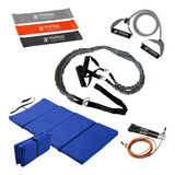 Kit Set Entrenamiento Colchoneta + Soga De Saltar + 5 Bandas