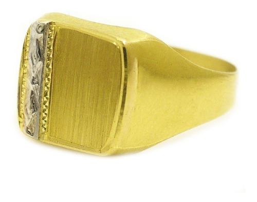 Anillos Oro 18 K 4.3 Gr Hombre Anillo Sello Cuadrado Grabado