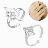 Anillo Nudo De Bruja Para Acero Inoxidabl Ajustable 2pcs