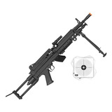 Rifle Airsoft Elétrico Rossi 6mm Automático Lmg M249 Light