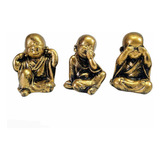 Trio Buda Bebê Cego Surdo Mudo Ouro Envelhecido