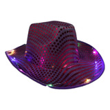 Sombrero Cowboy Led Cowgirl Vaquero Lentejuelas Luminoso X2