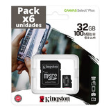 Pack X6 Tarjeta De Memoria Micro Sd 32 Gb Kingston Clase 10