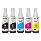 Kit 5 Tintas Epson 664 Original Ecotank