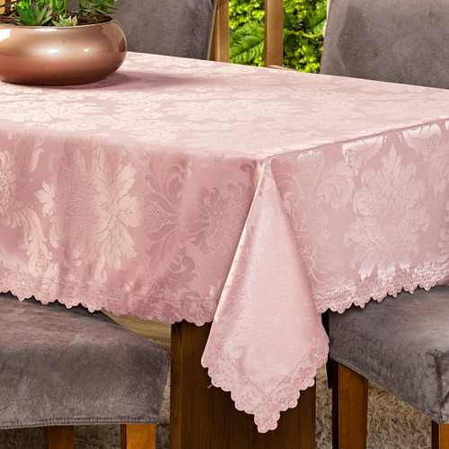 Toalha De Mesa Retangular Para 8 Lugares Jacquard Medalhão