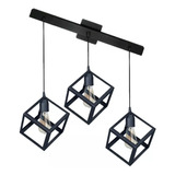 Lampara Colgante 3 Luces Cubo Nórdico Industrial Apto Led