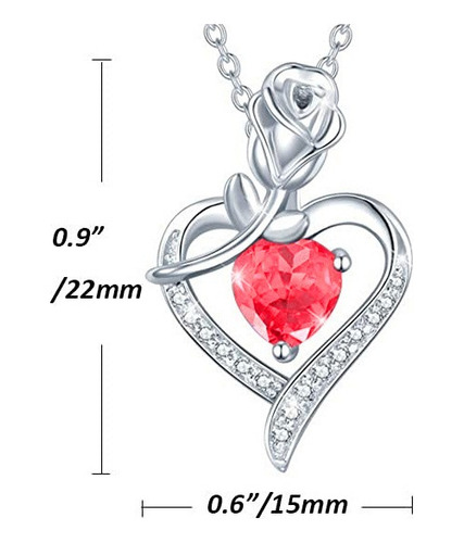 Collar Con Piedra Dije Corazon Con Rosa Con Cadena De 43cm.