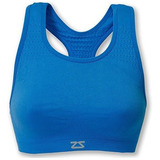 Tops - Zensah Women's Seamless Sports Bra, Blue, L-xl