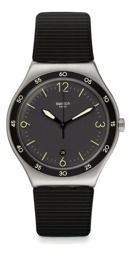 Reloj Swatch Irony Black Suit Big Classic Yws454 Color De La Correa Negro Color Del Bisel Gris Color Del Fondo Negro