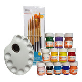 Kit Godete Pintura Politec Acrilica Y Pinceles Arte Escolar