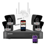 Kit Seguridad Hikvision Dvr 4ch + 4 Camaras Wifi + Disco 1tb