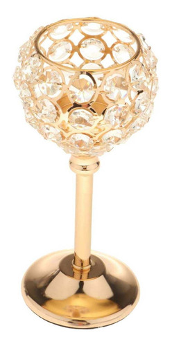 Portavelas De Cristal Moderno Dorado 16,5cm Dorado 16,5cm