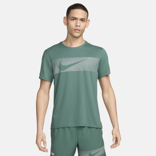 Playera Running Hombre Dri-fit Uv Nike Miler Flash Verde