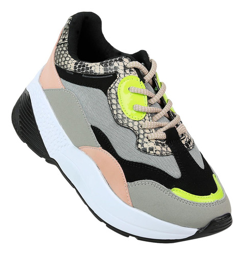 Tenis Mujer Moda Gris Salvaje Tentacion 13303401