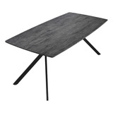 Mesa Comedor 6 Pers Nordico Gris Hogar Lujo 180x90x73 Tapa Gris Oscuro Patas Negro