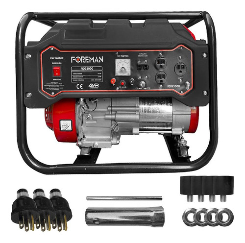 Generador Portátil A Gasolina Foreman Fog3000 3000w Bifásico Con Tecnología Avr 120/220v