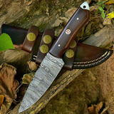 Cuchillo De Caza Acero Damasco Grace Knives De 8.5  Madera