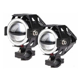 Kit Faros Proyector Lupa Cree Led Auxiliar Moto U7 Ojo Angel