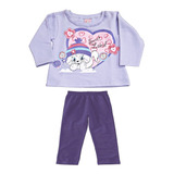 Conjunto Feminino Bebê Moletom Flanelado Estampa Gato P Ao G