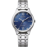 Citizen Eco-drive Reloj Elegante Para Mujer Con Esfera Azul