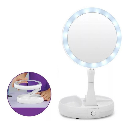 Espejo Led De Maquillaje Con Aumento Cosmetiquero Myfoldway