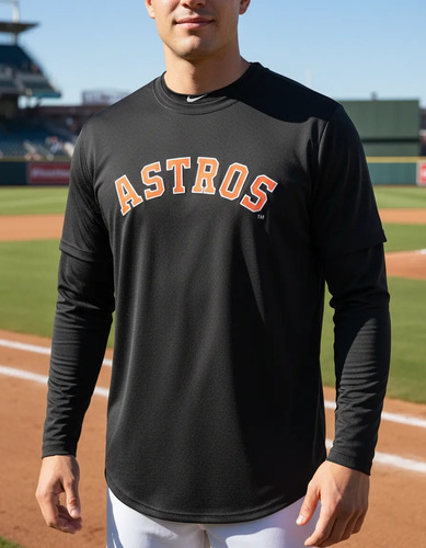 Jersey Playera Astros De Huston Premium Manga Larga