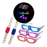 Combo 2 Pulseras Led + 2 Lentes Led Todo Audio Ritmico