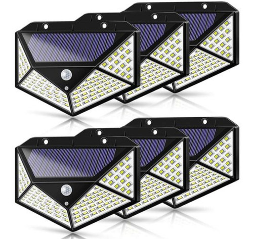 Pack X6 Led Solar Sensor Movimiento Luz Exterior 100 Led