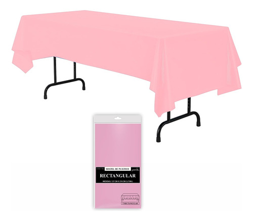 Mantel Rectangular Desechable Granmark - 3 Piezas Color Rosa Bebé Solido