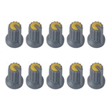 Knob Potenciômetro Eixo Estriado 6mm 481 - 10 Peças Amarelo