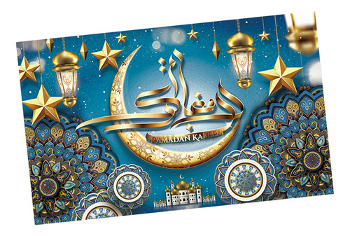 Mubarak Telón De Fondo Decoración Ramadán Foto Fondo Azul