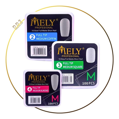 Tips X100 Soft Gel Press On Medio Matte Construccion Mely