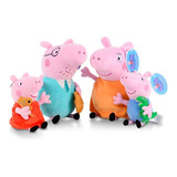 4 Bonecos Pelúcia Peppa Pig E Familia 25cm Musical Premium